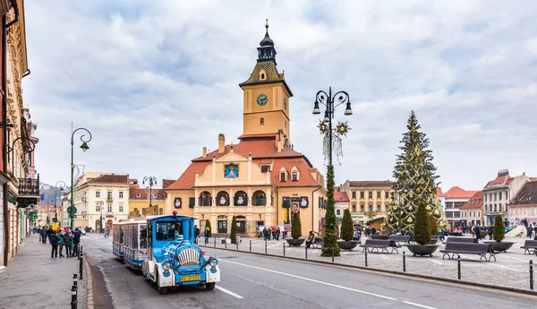 Brasov Румунія Грудня 2018 Різдвяний Ринок Декорації Дерево Центрі Міста — стокове фото