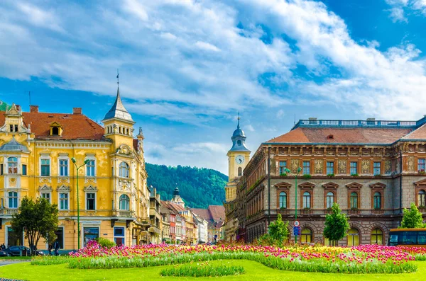 Cityscape Brasov Najpiękniejsze Średniowieczne Miejsce Transylwanii Rumunia — Zdjęcie stockowe