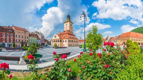 Plaza Del Consejo Brasov Transilvania Rumania — Foto de Stock
