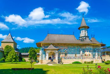 Sucevita Ortodoks kilise manastırını unesco mirası, Suceava kasabası, Moldavya, Bucovina ve Romanya tarafından korunan boyadı.