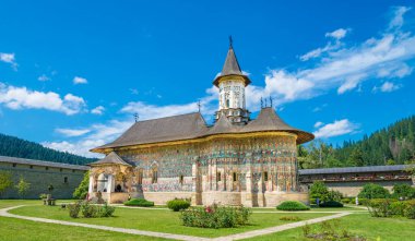 Sucevita Ortodoks kilise manastırını unesco mirası, Suceava kasabası, Moldavya, Bucovina ve Romanya tarafından korunan boyadı.