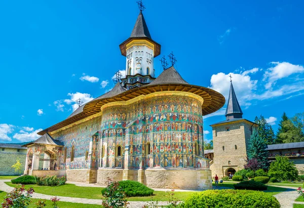 Iglesia Ortodoxa Pintada Sucevita Monasterio Protegido Por Patrimonio Unesco Suceava —  Fotos de Stock