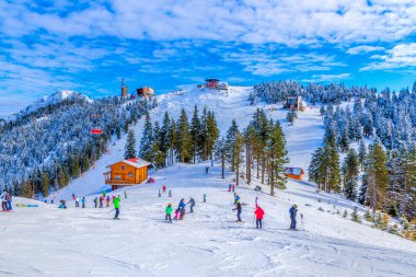 Romanya 'nın Allah Brasov kentinde kayak pisti