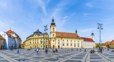 Romanya 'nın Transilvanya bölgesinin Sibiu kentinin tarihi merkezi.