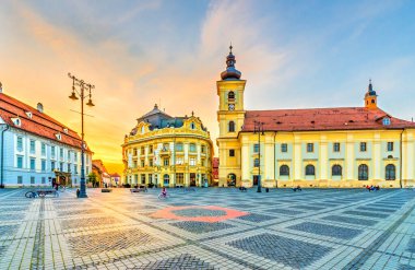 Romanya 'nın Transilvanya bölgesinin Sibiu kentinin tarihi merkezi.