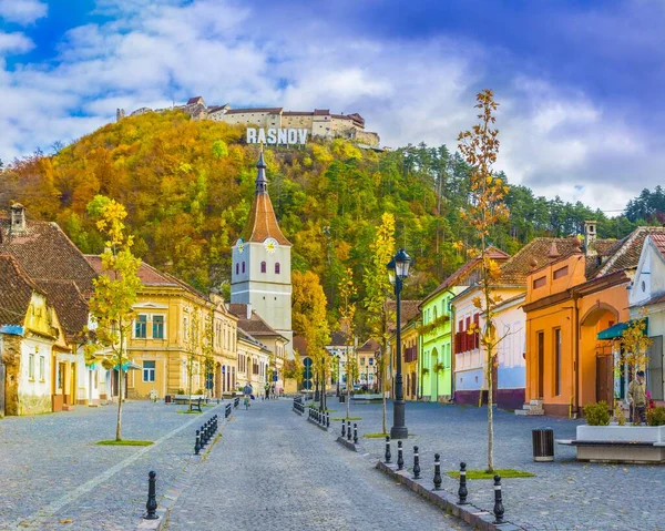 Evangélica Protestante Fortificado Igreja Fortaleza Cetate Cidade Rasnov Brasov Transilvânia — Fotografia de Stock