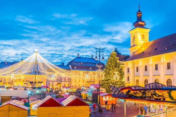 Targ Bożonarodzeniowy Sibiu Transylwania Rumunia — Zdjęcie stockowe