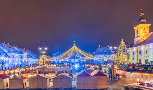 Weihnachtsmarkt Sibiu Siebenbürgen Rumänien — Stockfoto