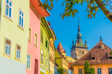 Romanya 'nın Transilvanya kenti Sighisoara' daki Saat Kulesi