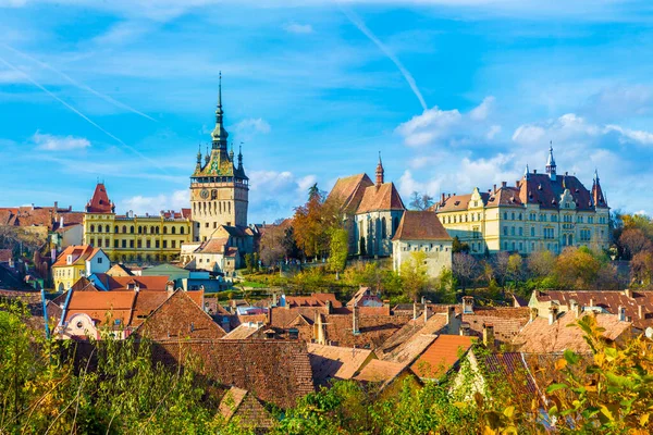 Panoramisch Uitzicht Middeleeuwse Vesting Sighisoara Stad Transsylvanië Roemenië — Stockfoto