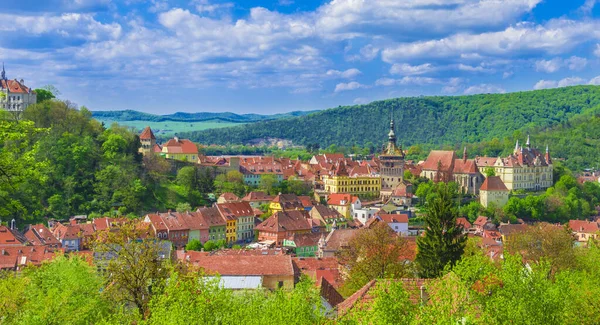 Ortaçağ Kalesi Sighisoara Kasabası Transilvanya Dönüm Noktası Romanya — Stok fotoğraf