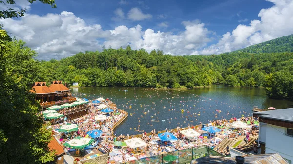 Sovata Romênia Agosto 2018 Montanha Resort Com Heliotérmica Lago Ursu — Fotografia de Stock