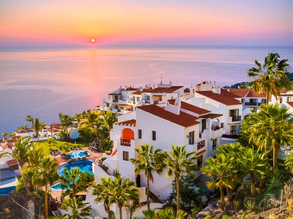 Zonsopgang Puerto Santiago Stad Atlantische Oceaan Kust Tenerife Canarische Eilanden — Stockfoto