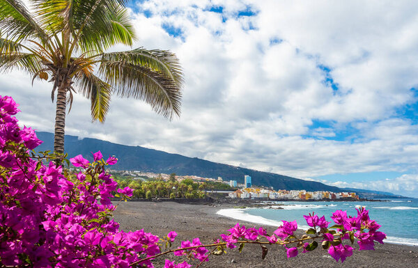 Landscape with Playa Jardin on Puerto de la Cruz, Tenerife island, Spain