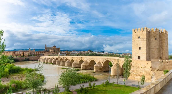Spanya Cordoba Daki Roma Köprüsü Calahorra Kulesi Manzarası — Stok fotoğraf