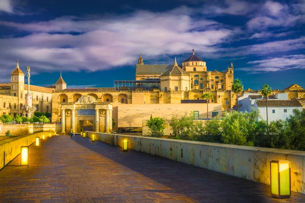 Romeinse Brug Mezquita Kathedraal Cordoba Andalusië Spanje — Stockfoto