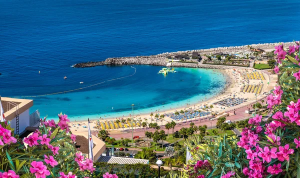 Landschaft Mit Sonnenuntergang Strand Von Amadores Auf Gran Canaria Spanien — Stockfoto