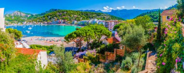 Porte de Soller 'in panoramik manzarası, Palma Mallorca, İspanya