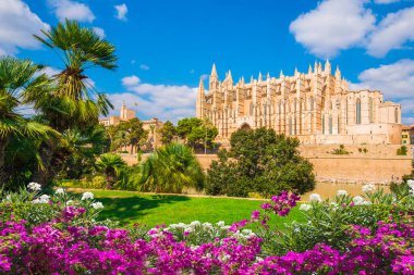 İspanya 'nın Palma de Mallorca adalarındaki Gotik Katedral ve Ortaçağ La Seu' su