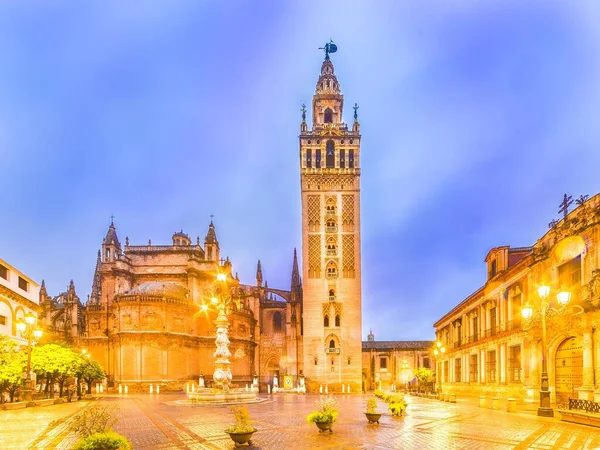 Katedrála Santa Maria Sede Zvonicí Giralda Seville Andalusie Španělsko — Stock fotografie