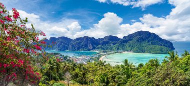 Panoramic view over Tonsai Village, Phi Phi Island, Thailand clipart