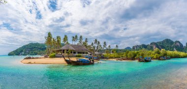 Phi Phi Adası, Krabi Eyaleti, Andaman Denizi, Tayland 'da egzotik plajlı Loh ba kao Körfezi