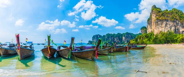 Långstjärtade Båtar Railay Beach Krabi Regionen Thailand — Stockfoto