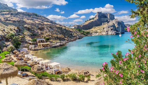 Landschap Met Saint Paul Strand Rhodos Griekenland — Stockfoto