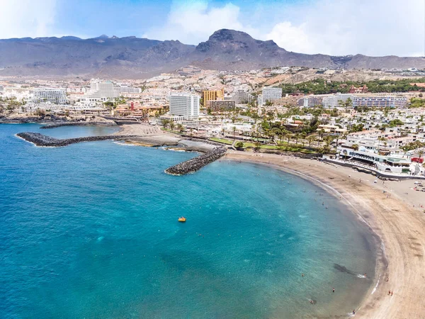 Vista Aérea Com Praia Las Américas Costa Adeje Tenerife Canária — Fotografia de Stock