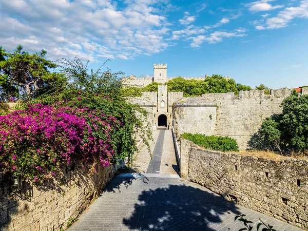 Amboise Kapısı Büyük Üstat Sarayı Ile Yunanistan Rhodes Adası Ndaki — Stok fotoğraf