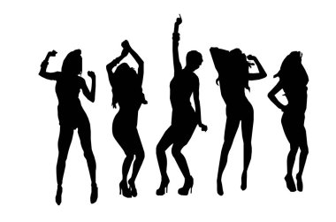 Dans eden kızların siluetleri