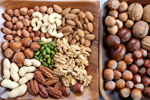 Natural Background Made Different Kinds Nuts — Stock Photo, Image