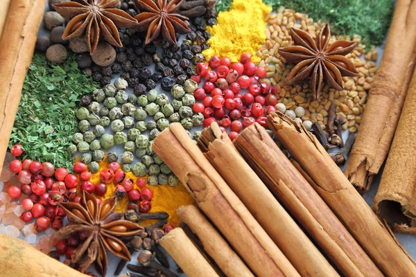 Especiarias Ervas Coloridas Aromáticas Aditivos Alimentares — Fotografia de Stock