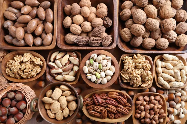 Natural Background Made Different Kinds Nuts — Stock Photo, Image