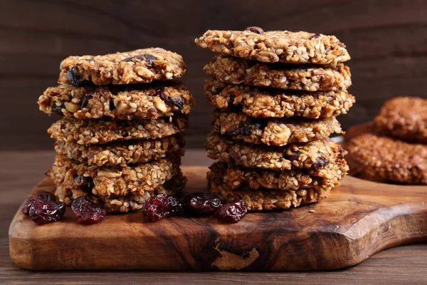 Oatmeal Cookies Bananas Sesame Sunflower Cranberry Tasty Healthy Snack Sugar — Stock Photo, Image
