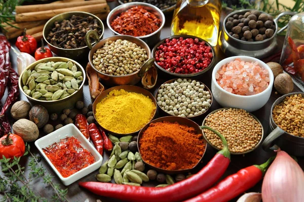 Especiarias Ervas Coloridas Aromáticas Aditivos Alimentares — Fotografia de Stock