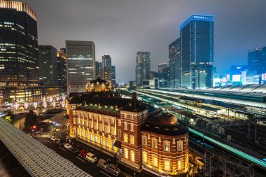 Tokyo İstasyonu, Tokyo, Japonya - 26 Aralık 2018: Demiryolu treni