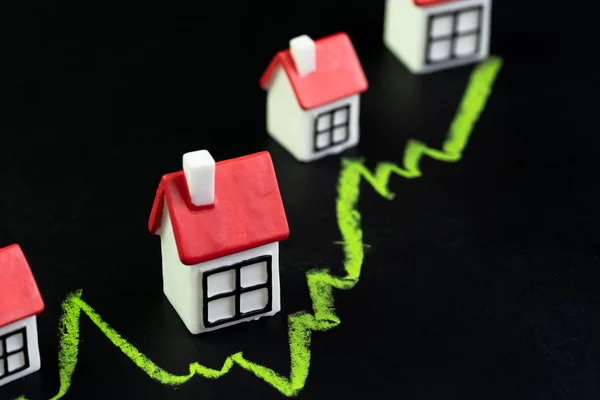 House, property or real estate market price go up or rising conc