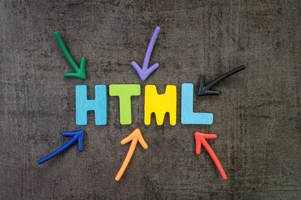 Programação de linguagem de codificação HTML para website, blog e SEO conce — Fotografia de Stock