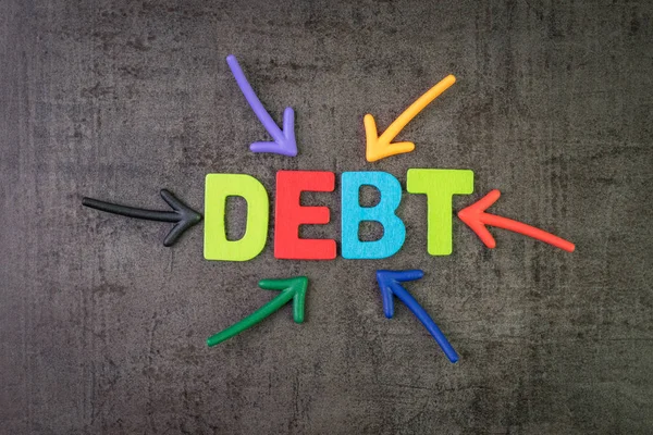 Dívida, obrigação financeira que você empresta dinheiro e tem que pagar — Fotografia de Stock
