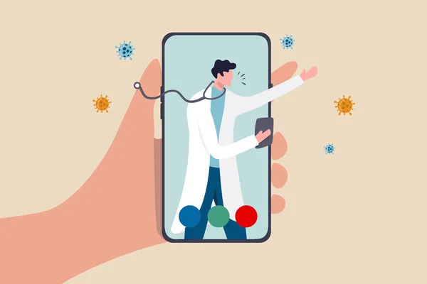 Médico Tecnología Atención Médica Telehealth Puede Diagnosticar Ayudar Paciente Vía — Archivo Imágenes Vectoriales