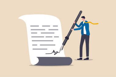İş anlaşması, anlaşma, sözleşme ve bankacılık kredisi, ipotek veya hükümet politikası ile ilgili evraklar, kağıt imzalamak için dolmakalem kullanan güven işadamı ya da müvekkil.