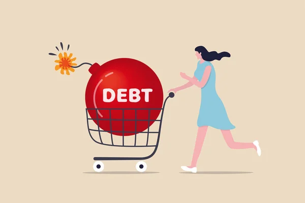 Sobre Compras Comprar Coisa Pagar Mais Que Receita Renda Dívida —  Vetores de Stock