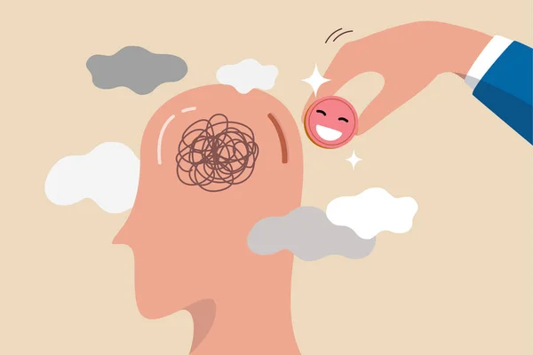 Felicidad Cura Trabajo Estresado Cuidado Salud Mental Relajarse Del Concepto — Vector de stock