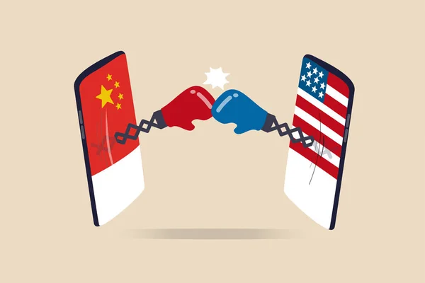 Estados Unidos China Guerra Tecnológica Países Compiten Para Ser Líder — Vector de stock