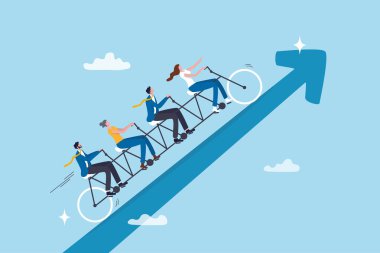 Takım çalışması büyüme başarısı, işbirliği veya işbirliği iş arkadaşlarının, motivasyonun veya sendika desteğinin, liderliğin, iş adamlarının kariyer geliştirme okunda birlikte bisiklet sürmesinin desteklenmesine yardımcı olur.