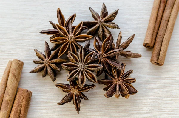 Star anise and cinnamon spice close-up.