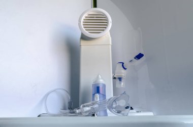 Solunum maskesi zehirlenmesi için Tıbbi donatım. Nebulizatör solunum tıp. Astım solunum tedavi. Bronşit, astım sağlık ekipmanları