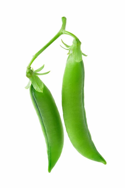 Fresh Green Pea Pods Isolated White Background Detail Packaging Design — Stock Photo, Image