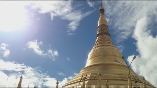 Pagoda Widok Upływ Czasu Słynnego Buddyjskiego Zabytkiem Rangun Myanmar Birma — Wideo stockowe